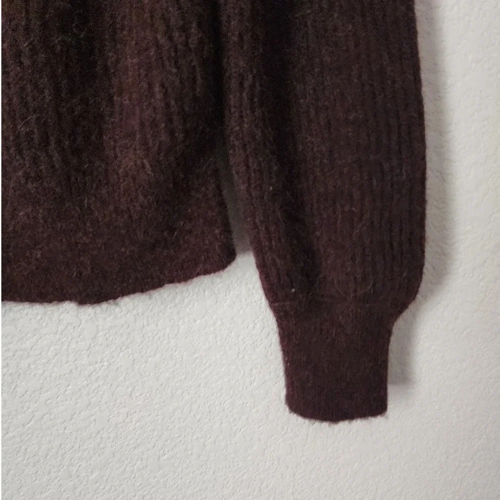 CONVERSE Heritage Wedge Crewneck Alpaca Wool‎ Blend Sweater Brown Minimalist M